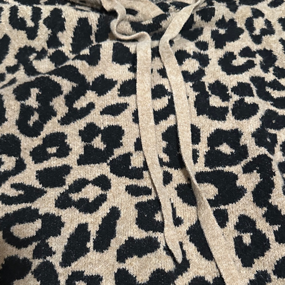 LOFT Black and Tan Leopard Print Cowl Neck Sweater - Picture 3 of 6